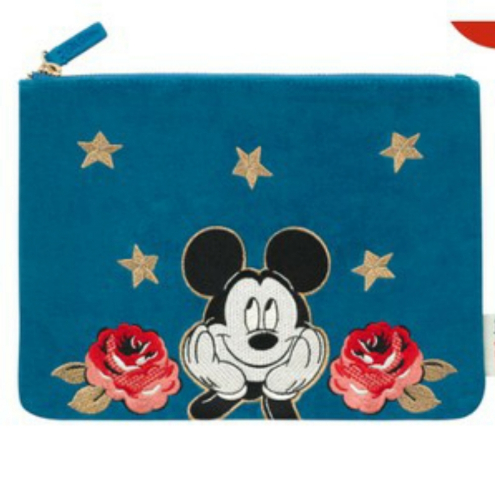 Disney X Cath Kidston Mickey Rose Velvety Clutch